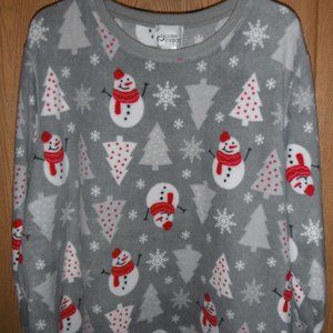 Cozee Corner 4X (55"-57") grey fleece top, snowmen, snowflakes and trees